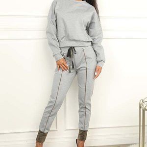 Grey 2 Piece Jogger Set with Gold Piping